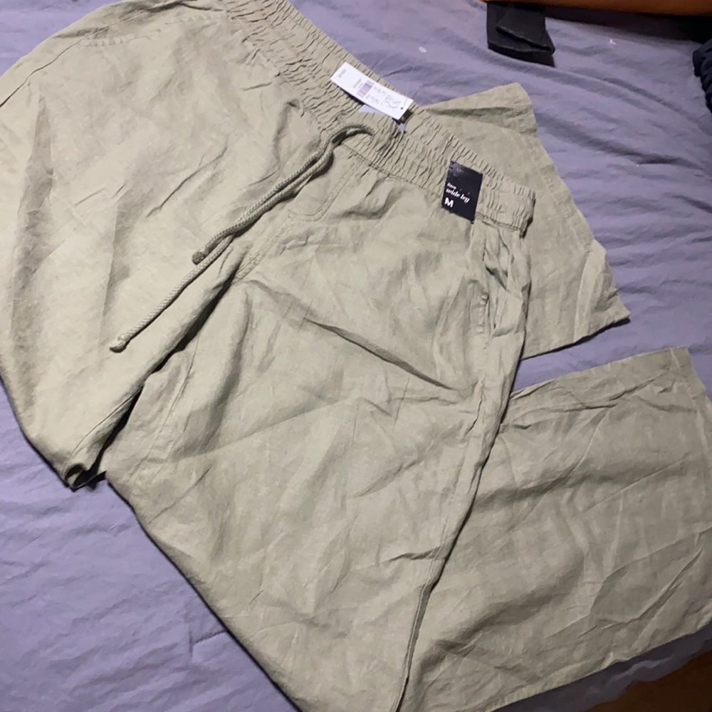 Linen wide leg pants